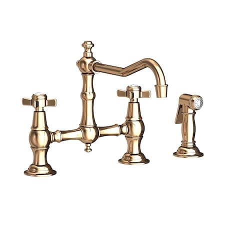 Newport Brass Kitchen Bridge Faucet With Side Spray in French Gold (Pvd) 945-1-24A